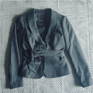 The Limited gray tweed suit jacket with sash